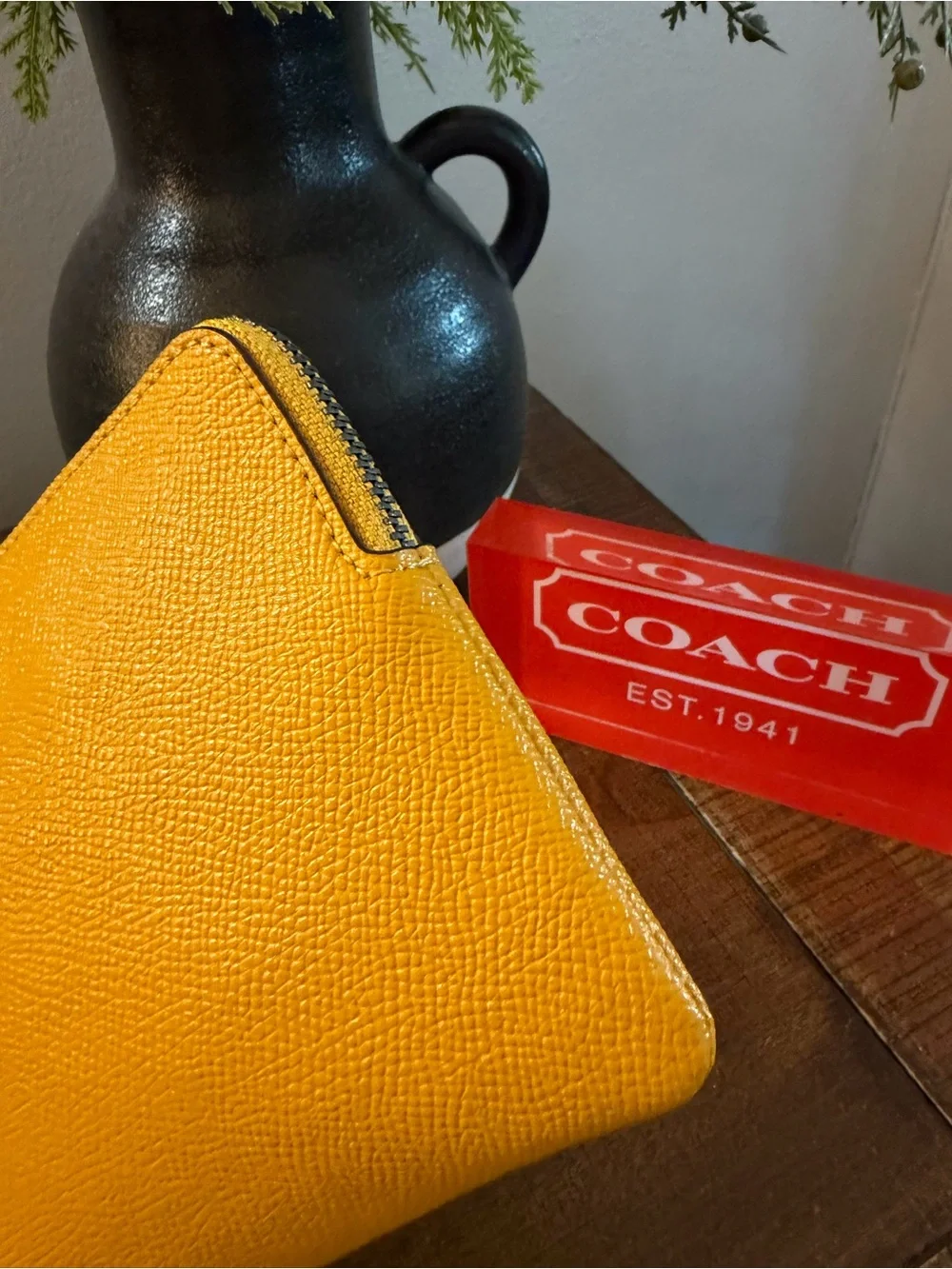 Coach Large Yellow Corner Zip Wristlet